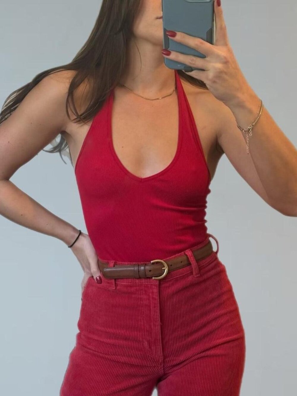 Red Halter Neck Bodysuit 🔥